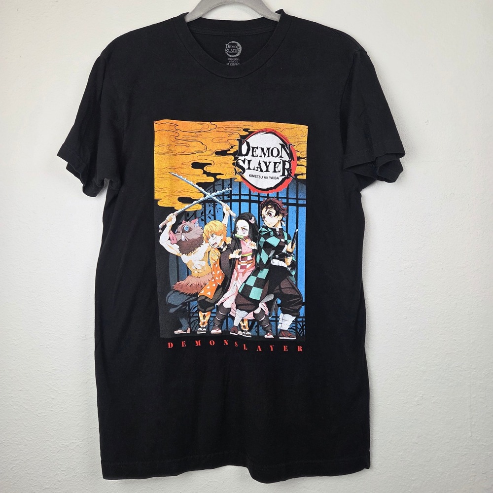 Demon Slayer Kimetsu no Yaiba Graphic T-Shirt Mens M Black‎ Anime Manga Tee